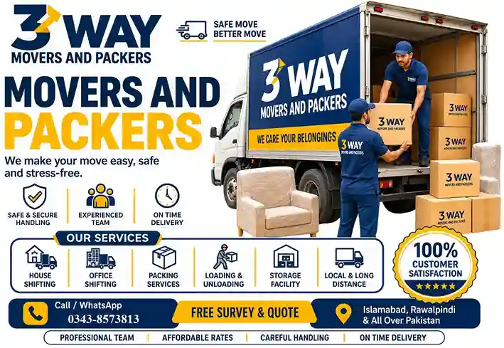 3 Way Movers and Packers professional shifting,packing,relocation services in Islamabad,Lahore,Rawalpindi and Karachi